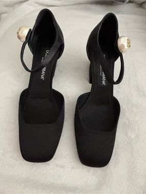 Dolce & Gabbana Black Pumps with Pearl Ankle Accent